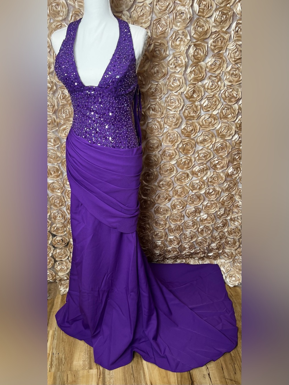 Elegant Purple sequenced Evening Gown